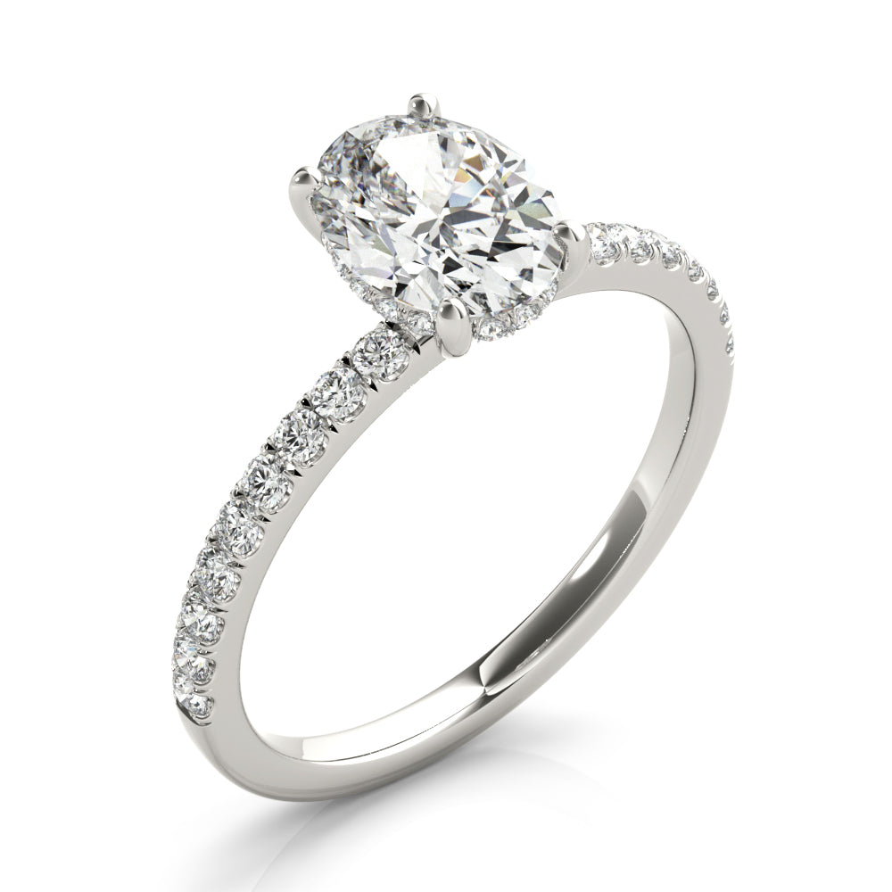 5CT Oval Center | F Color VS1 | 14K Gold Hidden Halo Lab-Grown Diamond Engagement Ring