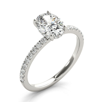 4CT Oval Center | F Color VS1 | 14K Gold Hidden Halo Lab-Grown Diamond Engagement Ring