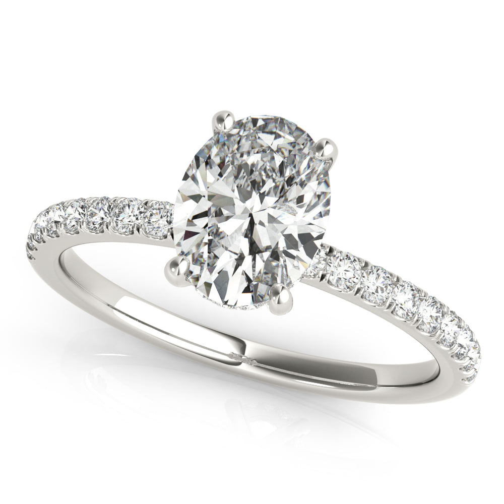 5CT Oval Center | F Color VS1 | 14K Gold Hidden Halo Lab-Grown Diamond Engagement Ring