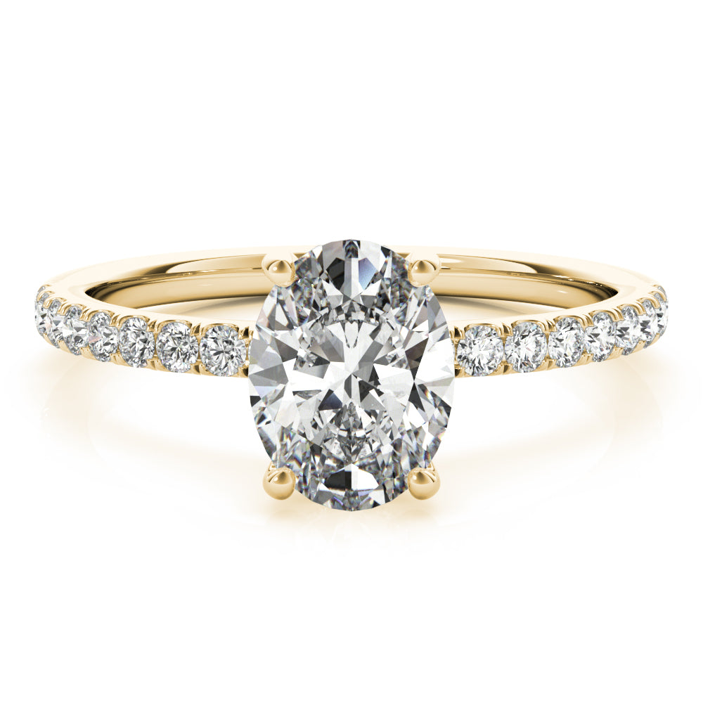 5CT Oval Center | F Color VS1 | 14K Gold Hidden Halo Lab-Grown Diamond Engagement Ring