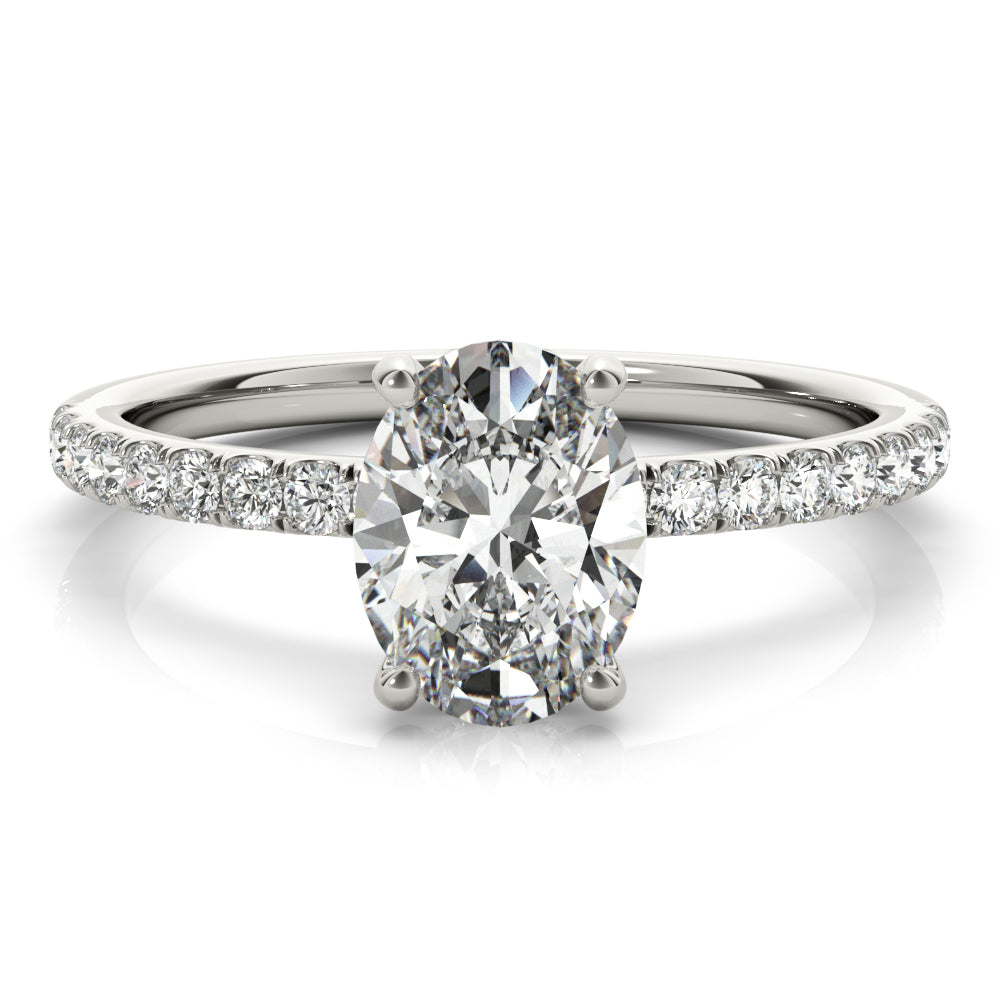 5CT Oval Center | F Color VS1 | 14K Gold Hidden Halo Lab-Grown Diamond Engagement Ring
