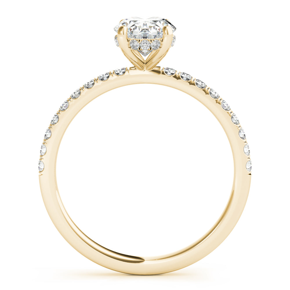 5CT Oval Center | F Color VS1 | 14K Gold Hidden Halo Lab-Grown Diamond Engagement Ring