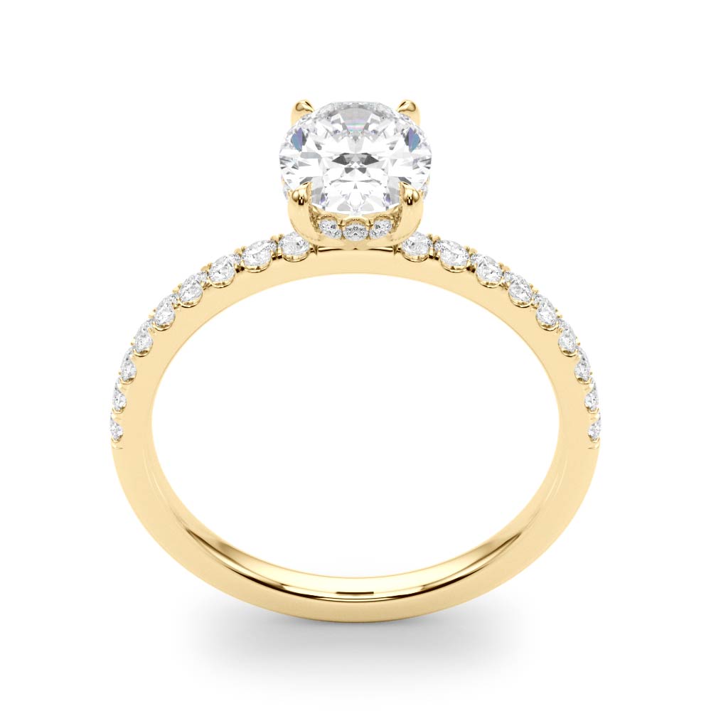 5CT Oval Center | F Color VS1 | 14K Gold Hidden Halo Lab-Grown Diamond Engagement Ring
