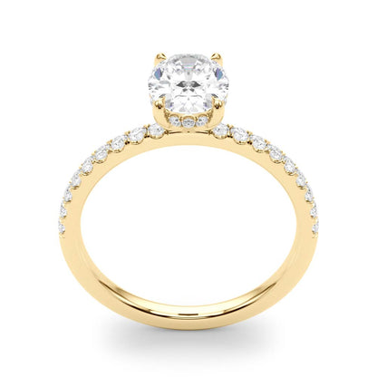 4CT Oval Center | F Color VS1 | 14K Gold Hidden Halo Lab-Grown Diamond Engagement Ring
