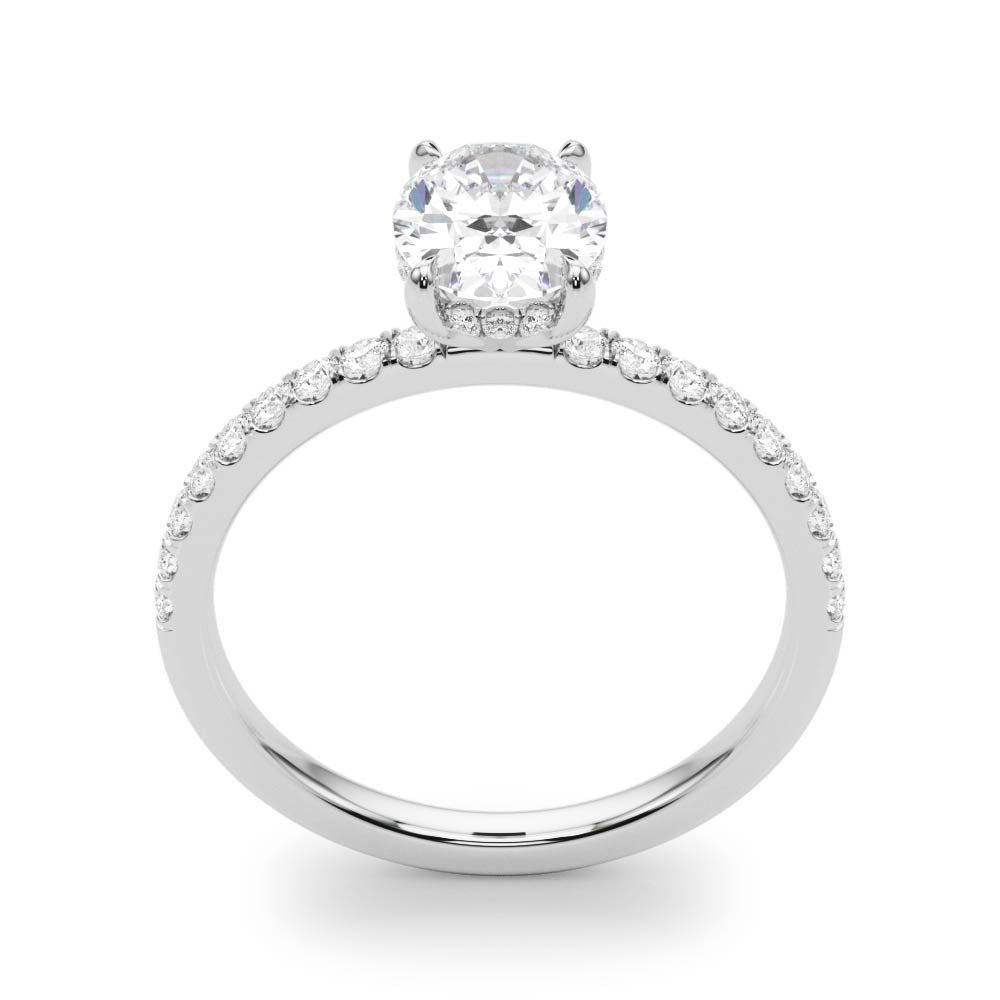 5CT Oval Center | F Color VS1 | 14K Gold Hidden Halo Lab-Grown Diamond Engagement Ring