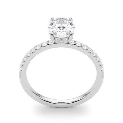 4CT Oval Center | F Color VS1 | 14K Gold Hidden Halo Lab-Grown Diamond Engagement Ring