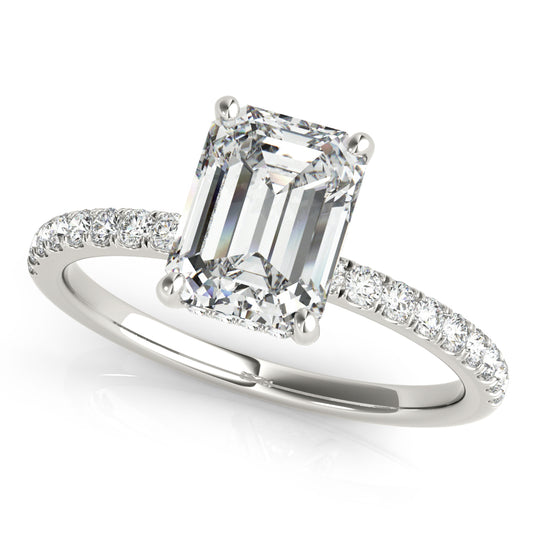 5CT Emerald Cut Center | F Color VS1 | 14K Gold Hidden Halo Lab-Grown Diamond Engagement Ring