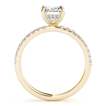 5CT Emerald Cut Center | F Color VS1 | 14K Gold Hidden Halo Lab-Grown Diamond Engagement Ring