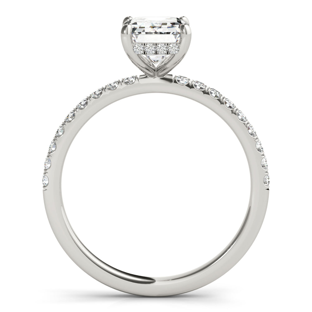 4CT Emerald Cut Center | F Color VS1 | 14K Gold Hidden Halo Lab-Grown Diamond Engagement Ring