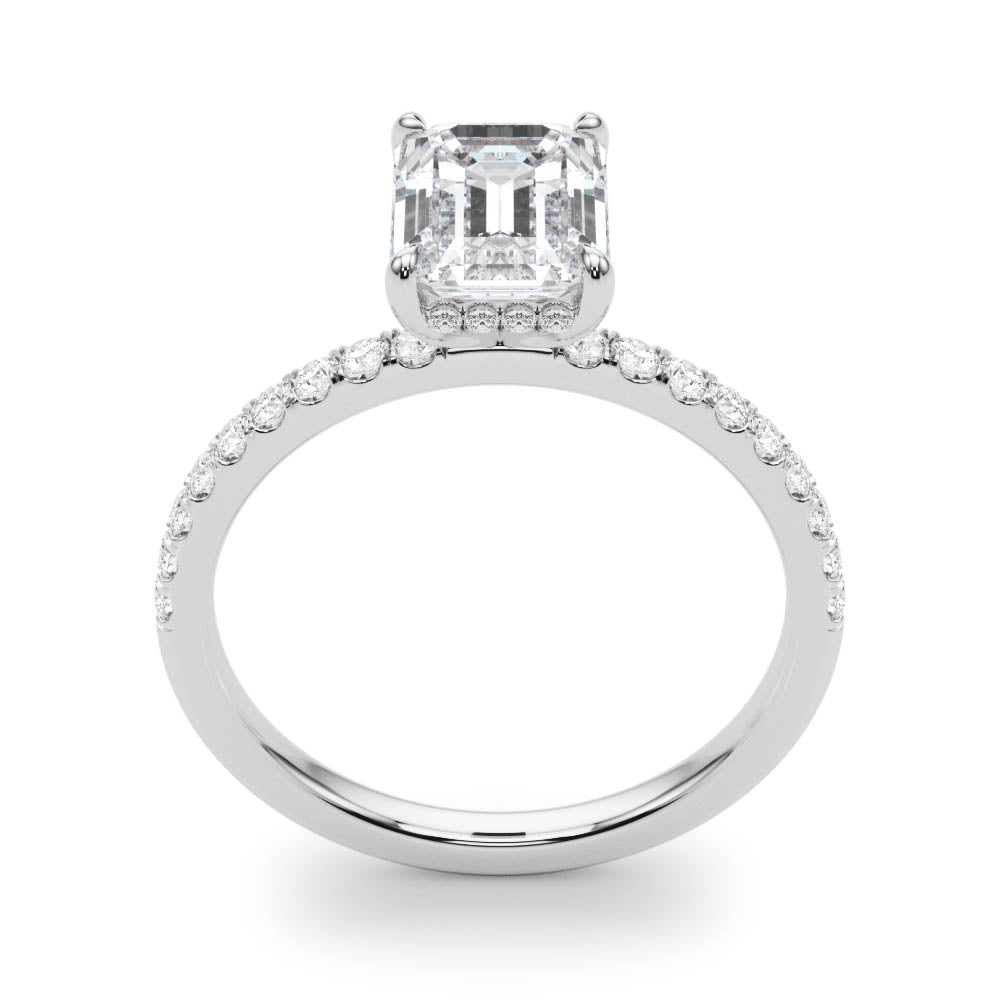 4CT Emerald Cut Center | F Color VS1 | 14K Gold Hidden Halo Lab-Grown Diamond Engagement Ring
