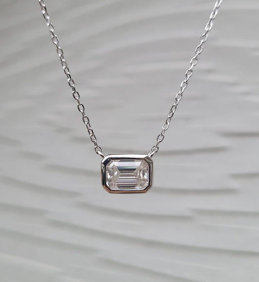 1.00 Ct Emerald Cut Moissanite Pendant Necklace