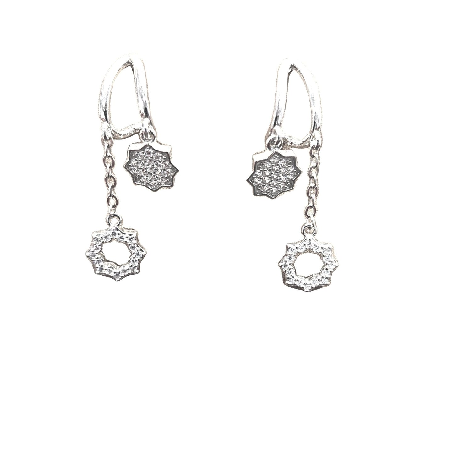 925 Silver Circle Dangling CZ Earrings - Pristine J LLC