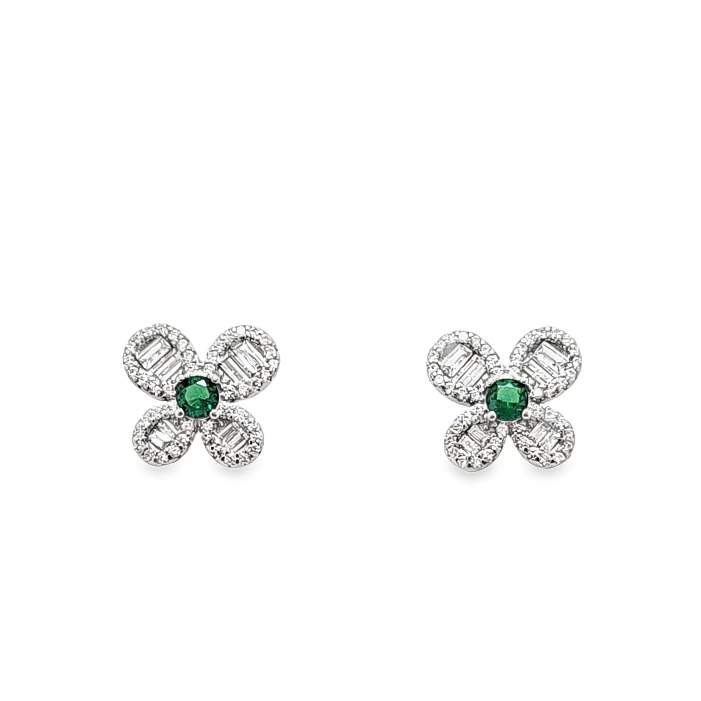 925 Silver Created Emerald Butterfly Shape Round CZ Pendant and Earring Set - Pristine J LLC