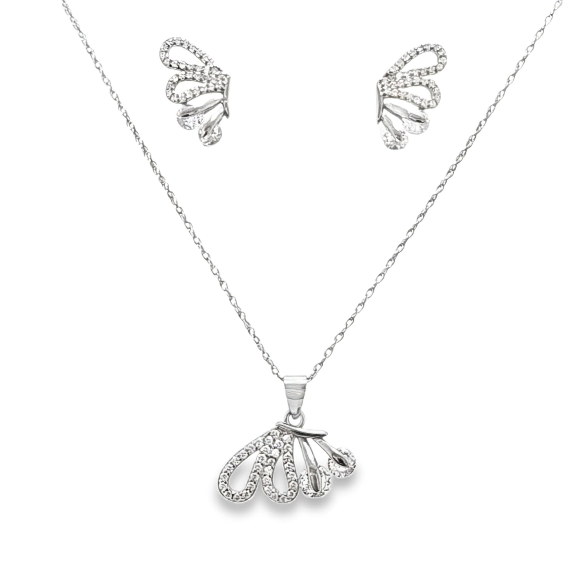 925 Silver Designer CZ Pendant and Earring Set - Pristine J LLC