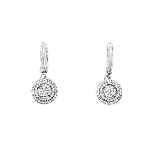 925 Silver Double Halo CZ Earrings - Pristine J LLC