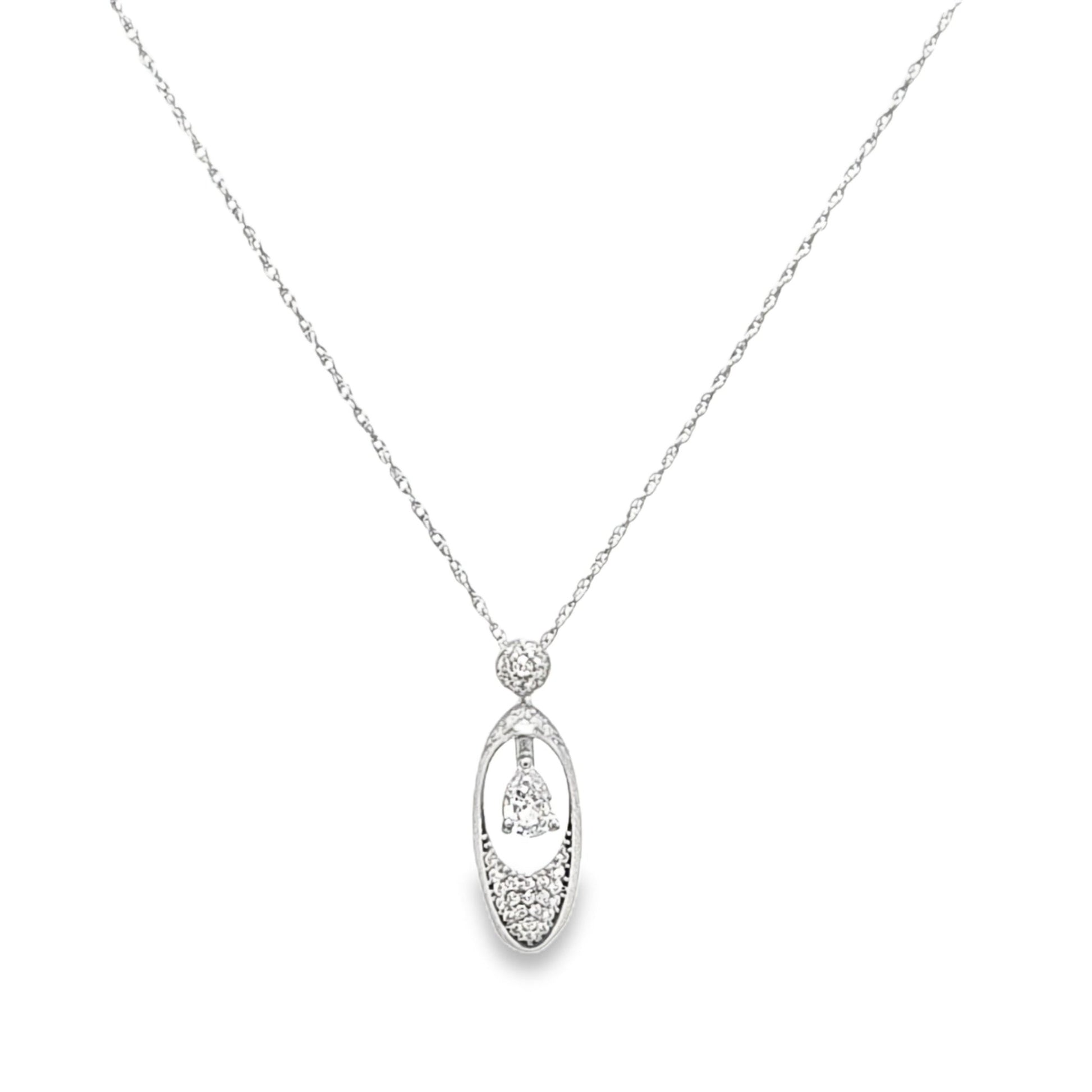 925 Silver Pear and Round CZ Pendant and Earring Set - Pristine J LLC