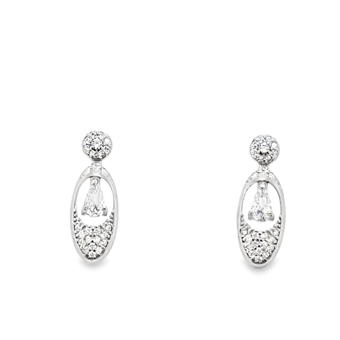 925 Silver Pear and Round CZ Pendant and Earring Set - Pristine J LLC