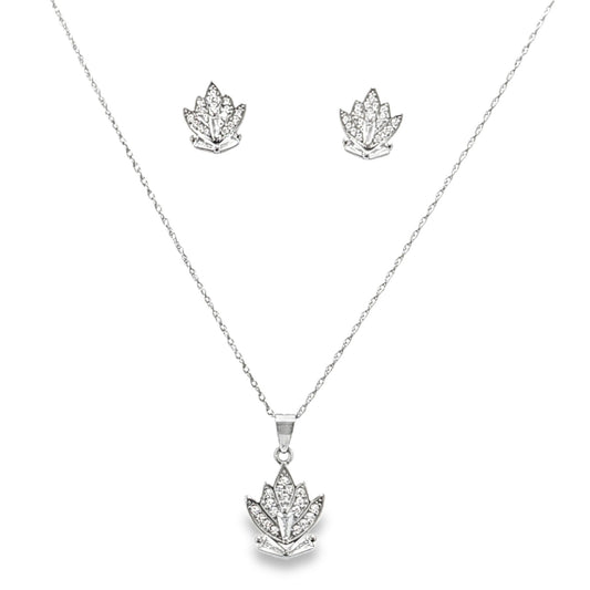 925 Silver Round & Baguette CZ Pendant and Earring Set - Pristine J LLC