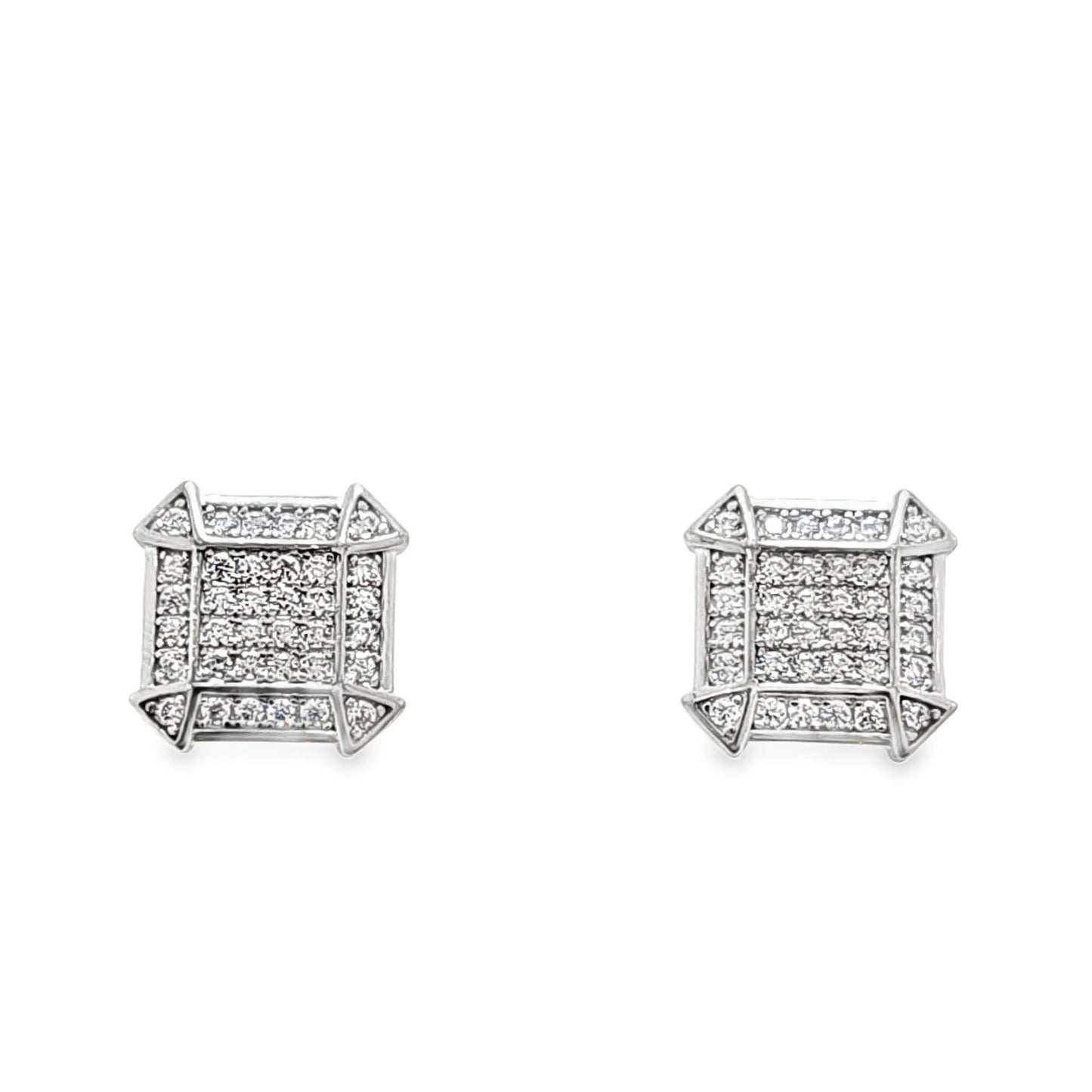 925 Silver Square Dangling CZ Earrings - Pristine J LLC