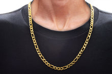 Yellow Gold Over Stainless Stell Figaro Link Chain 24 Inch