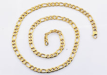 Yellow Gold Over Stainless Stell Figaro Link Chain 24 Inch