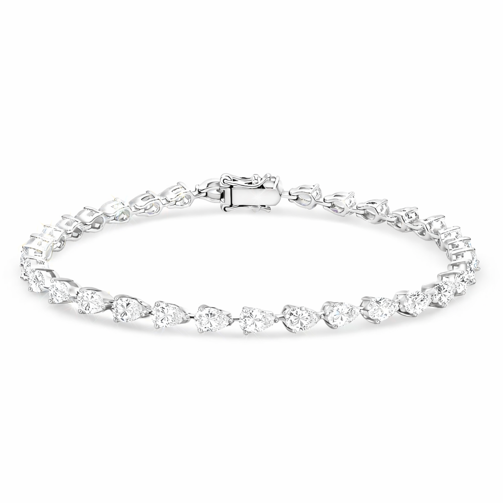14KT White Gold Pear Shape Diamond Tennis Bracelet – 3.87 CT