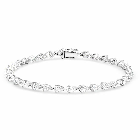 14KT White Gold Pear Shape Diamond Tennis Bracelet – 3.87 CT