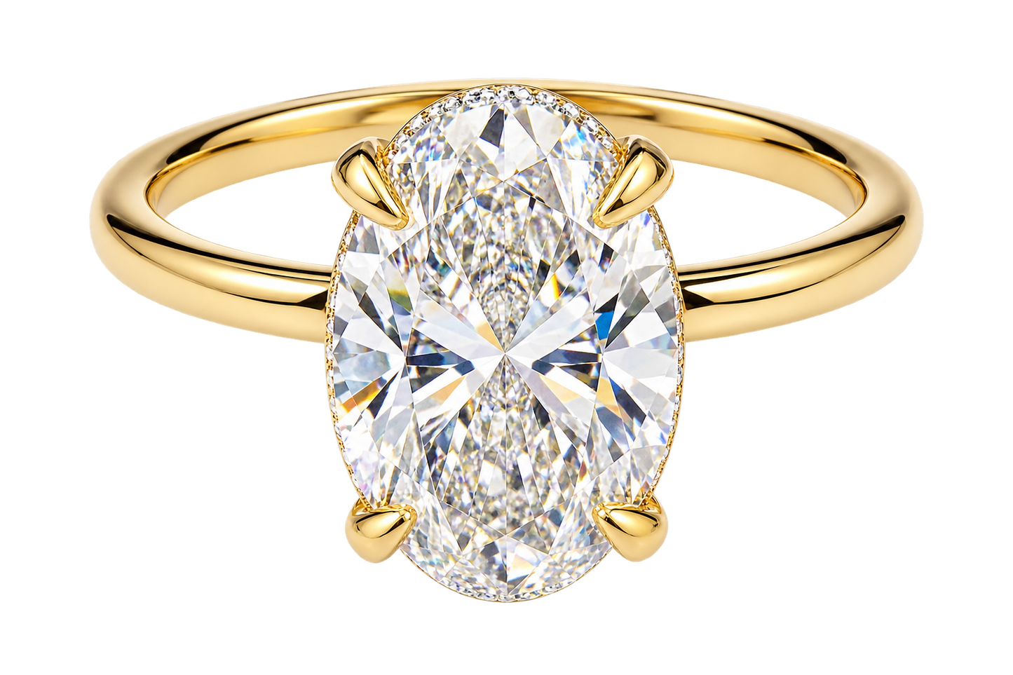 14KT Yellow Gold 2.56 CT IGI Certified Oval Diamond Ring – F VS1 with 0.25 CTW Diamond Accents – Size 5.5