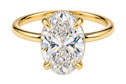 14KT Yellow Gold 2.50 CT IGI Certified Oval Diamond Ring – F VS1 with 0.25 CTW Diamond Accents – Size 5.5