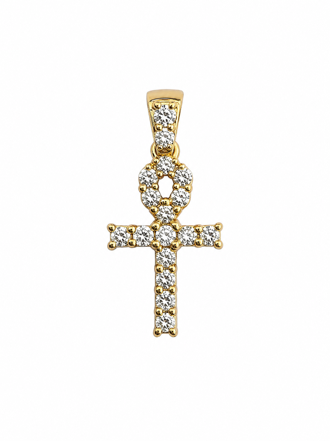 10K Yellow Gold 0.25 CTW Petite Diamond Ankh Cross Pendant