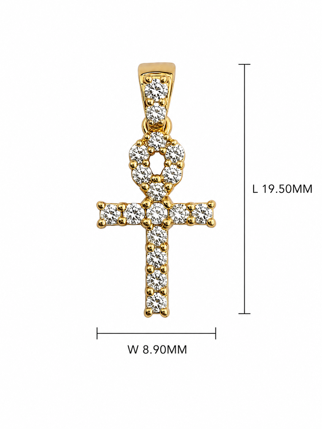 10K Yellow Gold 0.25 CTW Petite Diamond Ankh Cross Pendant