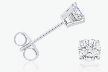 0.25 CTW Natural Diamond Stud Earrings in 14K White Gold – G/H SI1-SI2 – Classic Push Back Diamond Earrings