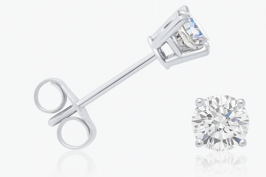 14K White Gold Diamond Stud Earrings – Earth Mined – 0.25 CTW