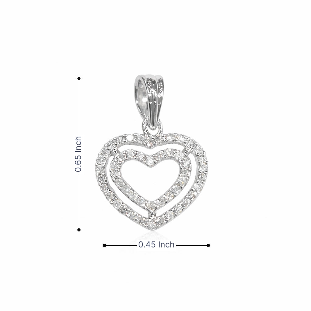 10K White Gold Diamond Double Heart Pendant – 0.15 CTW