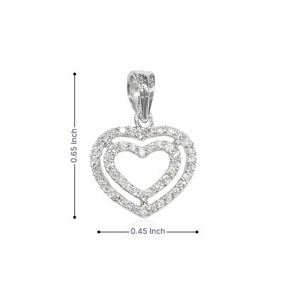 10K White Gold 0.15CTW Diamond Double Heart Necklace Pendant