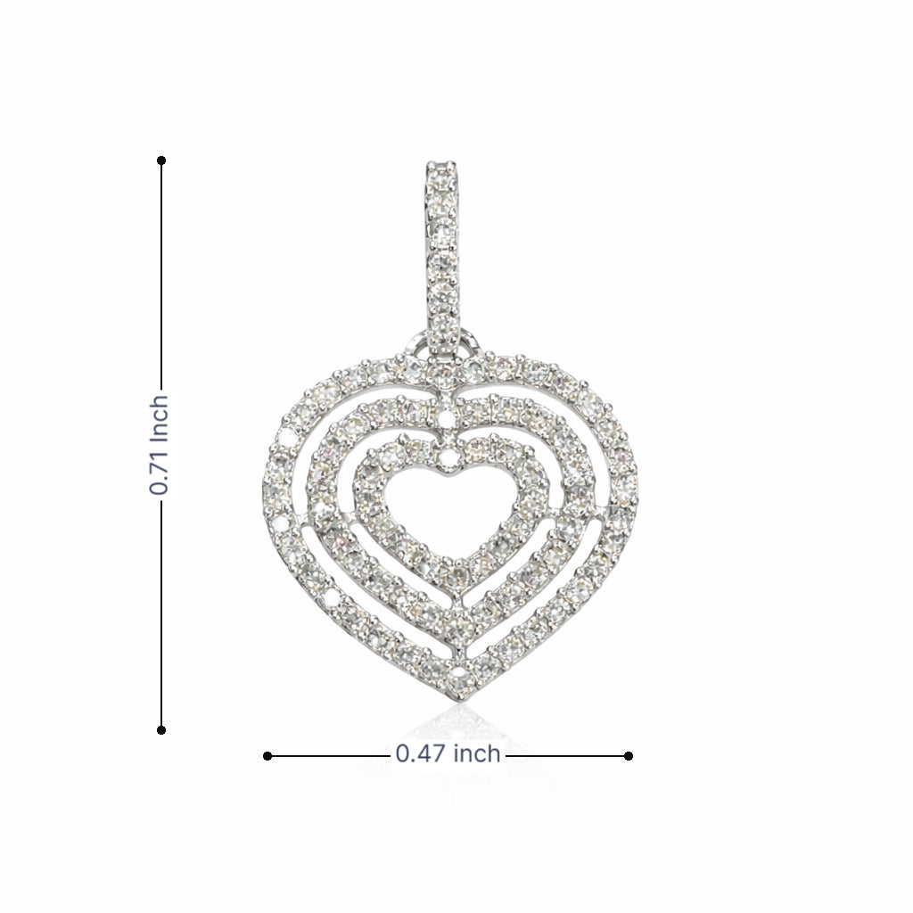 10K White Gold Diamond Triple Heart Pendant – 0.38 CTW