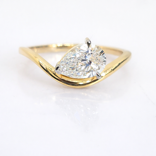 14KT Yellow Gold 1.00 CTW Pear Shape Lab-Grown Diamond Twisted Shank Engagement Ring – Size 6.5