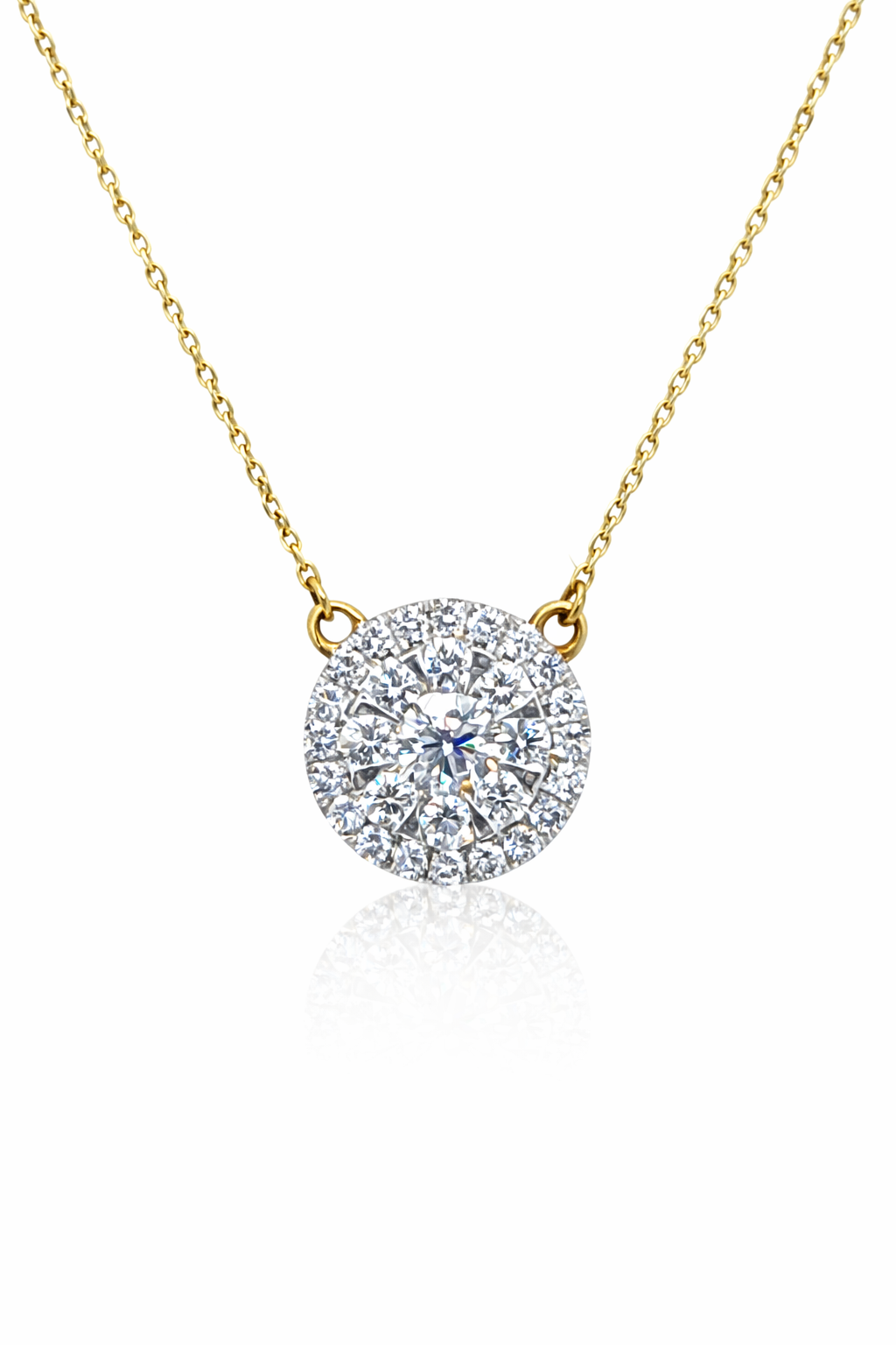 14KT Yellow Gold Lab-Grown Diamond Cluster Necklace — 0.78CTW