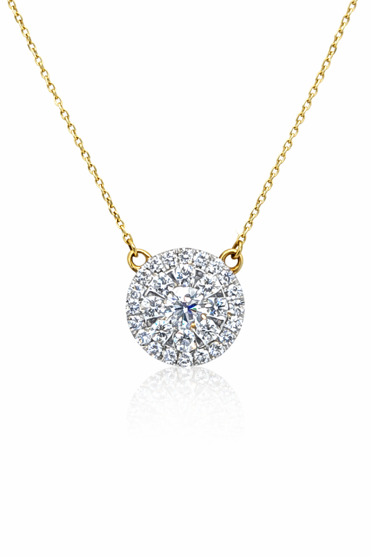 14KT Yellow Gold Lab-Grown Diamond Cluster Necklace — 0.78CTW