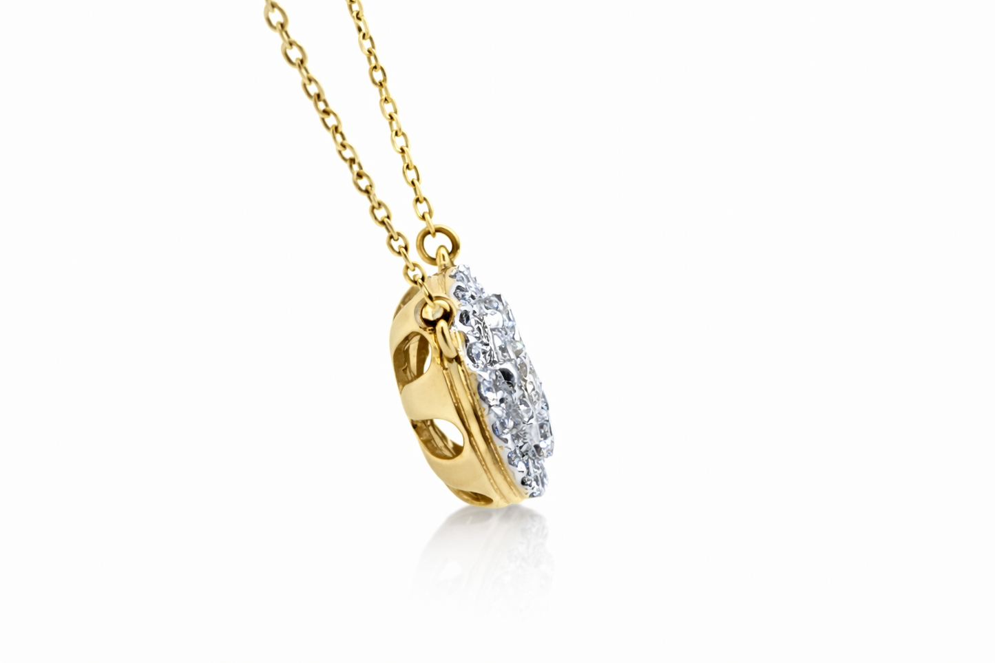 14KT Yellow Gold Lab-Grown Diamond Cluster Necklace — 0.78CTW