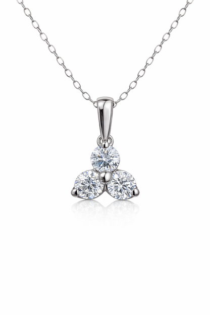 14KT White Gold Lab-Grown Diamond 3-Stone Trinity Necklace – 0.60 CTW