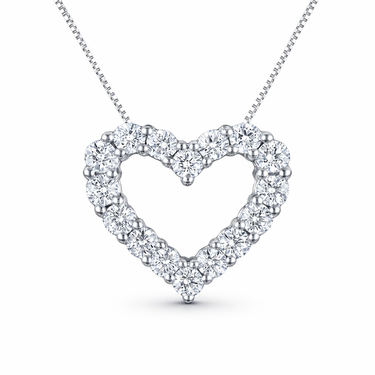 14KT White Gold Lab-Grown Diamond Heart Pendant Necklace – 0.82 CTW
