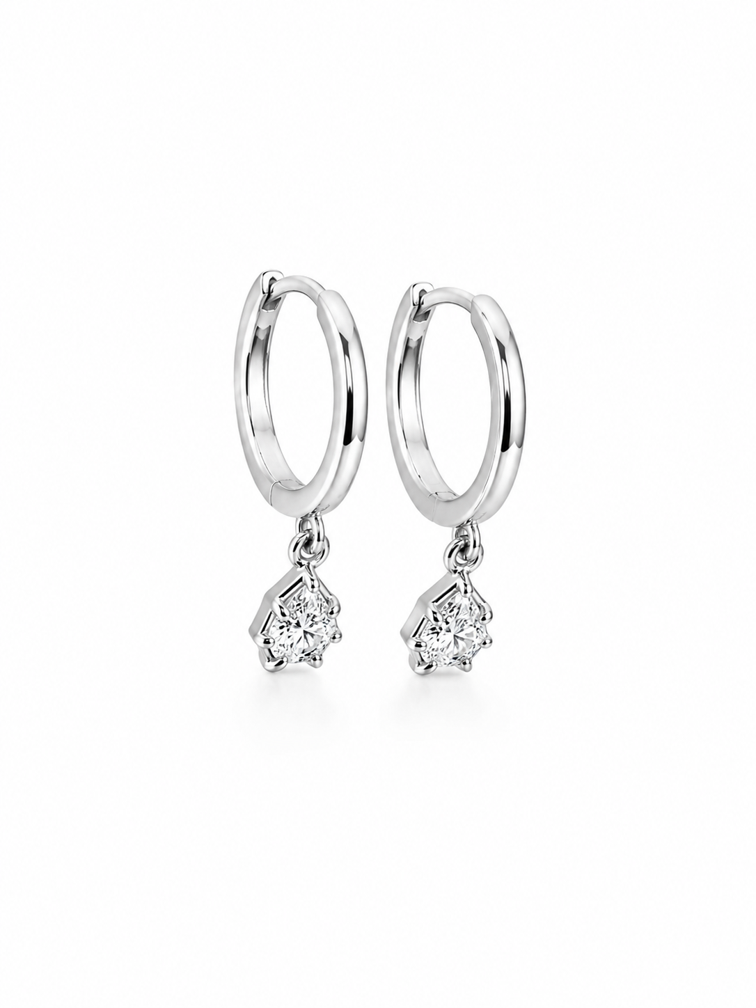 14KT Gold Oval Diamond Dangle Hoop Earrings – 0.69 CTW Lab-Grown Diamonds | 16.20mm Hoops