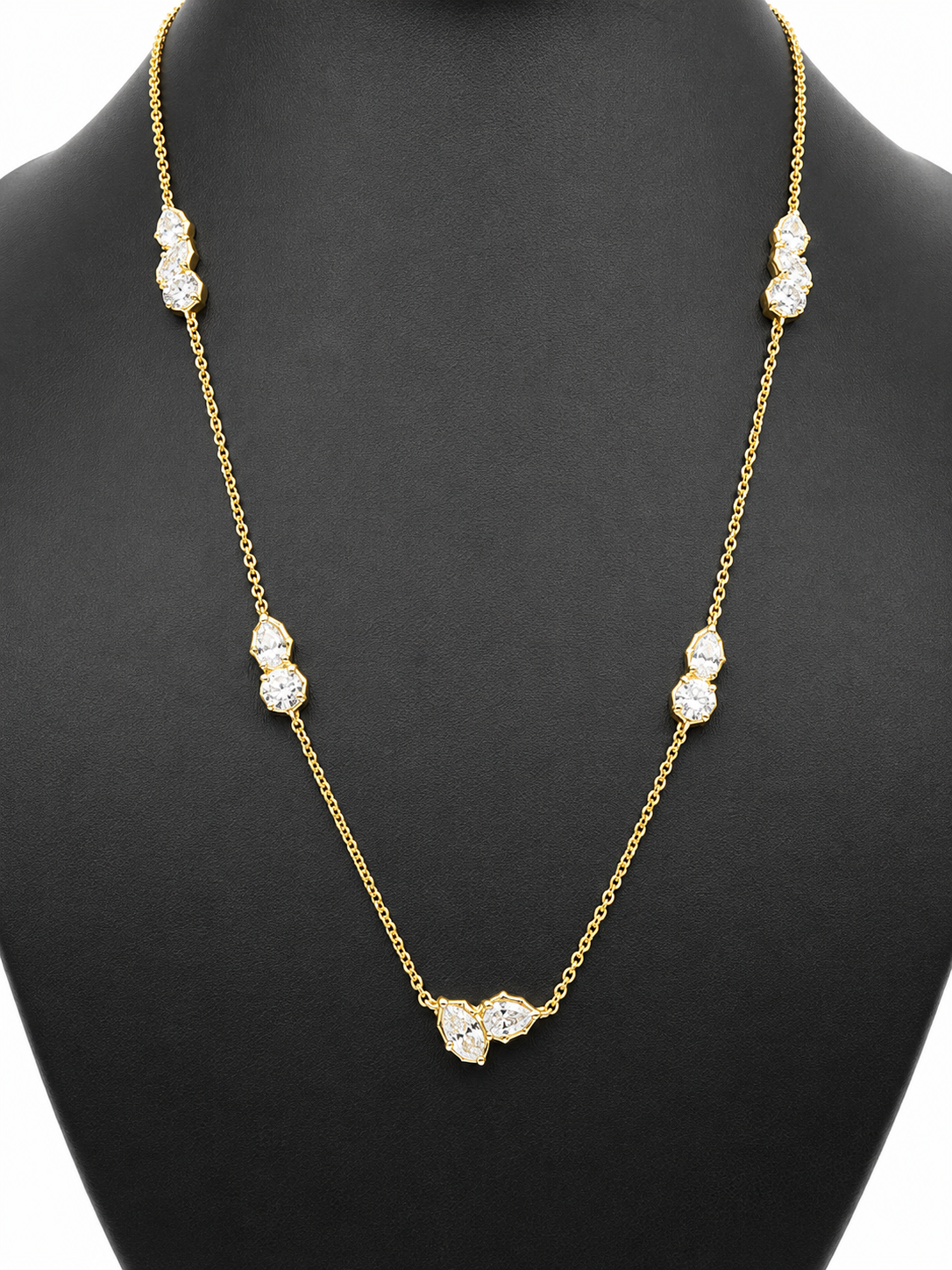 14KT Yellow Gold 2.41 CTW Lab-Grown Diamond Multi-Shape Station Necklace – 17" Chain