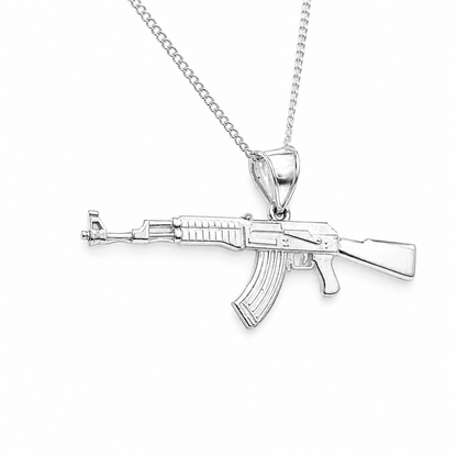 Sterling Silver Machine Gun Necklace Pendant