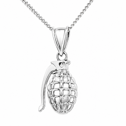 Sterling Silver Grenade with Heart Necklace Pendant