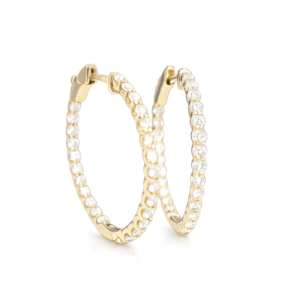 14KT Yellow Gold Lab Grown Diamond Inside-Out Hoop Earrings – 2.00 CTW (IGI Certified)