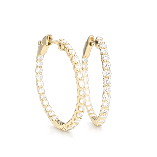 14KT Yellow Gold Lab Grown Diamond Inside-Out Hoop Earrings – 2.00 CTW (IGI Certified)