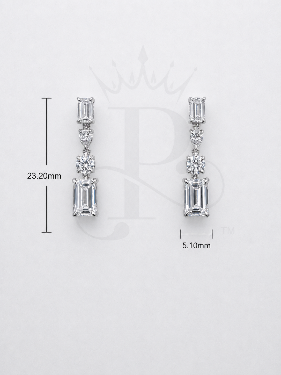 14K White Gold Lab Grown Diamond Drop Earrings | Emerald, Pear & Round Cut | 3.15 CTW Dangle Earrings
