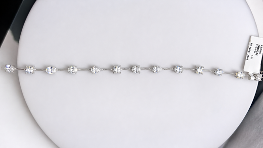 14K White Gold Fancy Shape Lab-Grown Diamond Bracelet 4.58 CTW | Oval, Marquise, Pear & Princess Cut Station Bracelet
